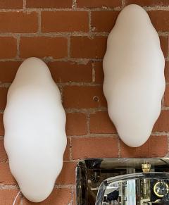  Esperia Pair of Two Opaline Glass Esperia Wall Sconces Italy 1970s  - 1567615