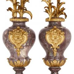  Eug ne Bazart Pair of large Rococo style gilt bronze and marble candelabra - 2981964