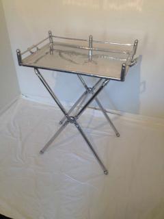  Everlast Metal Products Corporation Pair of Everlast Polished Aluminum Folding Bar Tray Tables - 88489