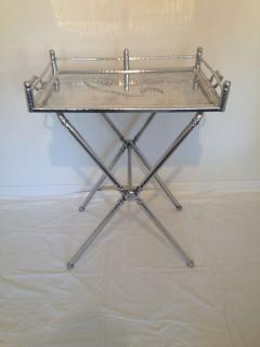  Everlast Metal Products Corporation Pair of Everlast Polished Aluminum Folding Bar Tray Tables - 88492