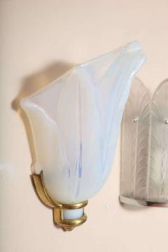  Ezan Glass Pair of Art Deco Wall Sconces by Ezan - 1436034