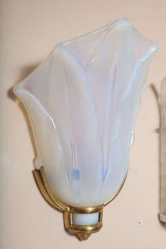  Ezan Glass Pair of Art Deco Wall Sconces by Ezan - 1436037