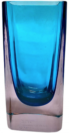  FABIO TOSI MURANO BLUE GLASS SOMMERSO VASE BY FABIO TOSI FOR CENEDESE - 2946073
