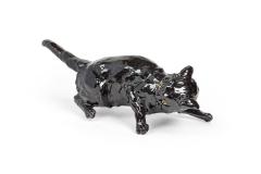  FIMONY Caen Fimony Black Glazed Terra Cotta Cat - 4199114