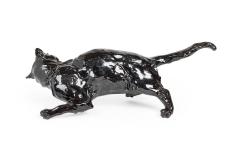  FIMONY Caen Fimony Black Glazed Terra Cotta Cat - 4199118