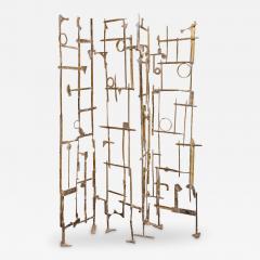  FLAIR FURNITURE Flair Edition 1970s Style Brutalist Brass Sculptural Screen - 3912615