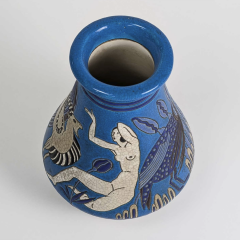  Fa enceries et Emaux de Longwy ART DECO BLUE VASE from Longwy for the Primavera workshop 1930 - 4610911