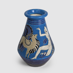  Fa enceries et Emaux de Longwy ART DECO BLUE VASE from Longwy for the Primavera workshop 1930 - 4614126
