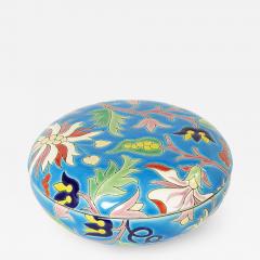  Fa enceries et Emaux de Longwy Large blue flowers Art deco box Emaux de Longwy 1950 - 2766033