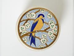  Fa enceries et Emaux de Longwy Large round bird Art deco box Emaux de Longwy 1940 - 2738669