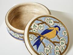 Fa enceries et Emaux de Longwy Large round bird Art deco box Emaux de Longwy 1940 - 2738671