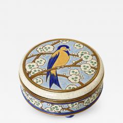  Fa enceries et Emaux de Longwy Large round bird Art deco box Emaux de Longwy 1940 - 2747427