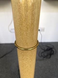  Fabbian Floor Lamp Brass Murano Glass Bamboo by Fabbian Italy 1970s - 2855675