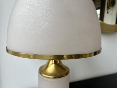  Fabbian Large Brass Mushroom Murano Glass Lamp by Fabbian Italy 1970s - 3015411