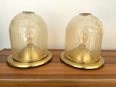  Fabbian Pair of Lamps Brass and Gold Bubble Murano Glass by F Fabbian Italy 1970s - 3600896