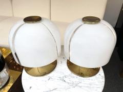  Fabbian Pair of Mushroom Lamps Brass and Murano Glass by F Fabbian Italy 1970s - 2041814