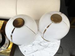  Fabbian Pair of Mushroom Lamps Brass and Murano Glass by F Fabbian Italy 1970s - 2041815