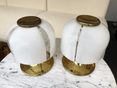  Fabbian Pair of Small Mushroom Lamps Brass and Murano Glass by F Fabbian Italy 1970s - 2041913