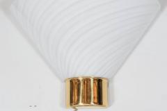  Fabbian Set of 8 Mid Century Murano Glass Cone Sconces with Brass Detail by Fabbian - 2660369