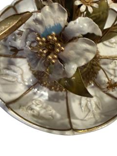  Faberg FABERGE STYLE CERAMIC ENAMELED FLOWER BOUQUET TAZZA - 4570812