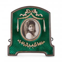  Faberg Faberg inspired green enamel and silver gilt picture frame - 4187226