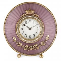  Faberg Gold and pearl circular table clock in the manner of Faberg  - 1558770