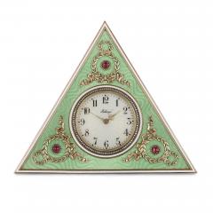  Faberg Gold gemstone and enamel table clock in the manner of Faberg  - 3224028