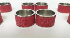  Fabio Ltd Set of Twelve Red Shagreen Napkin Rings - 2629017