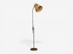 Falkenbergs Belysning Falkenbergs Belysning Adjustable Floor Lamp Brass Bamboo Sweden 1960s - 4577090