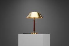  Falkenbergs Belysning Falkenbergs Belysning Brass and Leather Table Lamp Sweden 1960s - 3213286