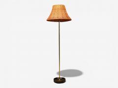  Falkenbergs Belysning Falkenbergs Belysning Floor Lamp Brass Rattan Sweden 1950s - 4453503