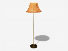  Falkenbergs Belysning Falkenbergs Belysning Floor Lamp Brass Rattan Sweden 1950s - 4453507