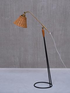  Falkenbergs Belysning Falkenbergs Belysning Floor Lamp in Brass Rattan and Metal Sweden 1950s - 3799580