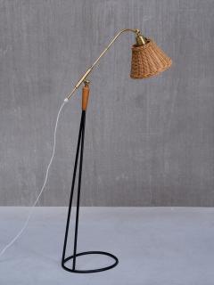  Falkenbergs Belysning Falkenbergs Belysning Floor Lamp in Brass Rattan and Metal Sweden 1950s - 3799583