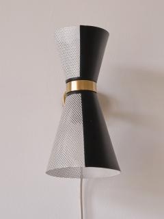  Falkenbergs Belysning Falkenbergs Belysning Pair of Black White Wall Lamps Rotating Shades 1960s - 3950873