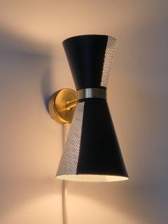  Falkenbergs Belysning Falkenbergs Belysning Pair of Black White Wall Lamps Rotating Shades 1960s - 3950876