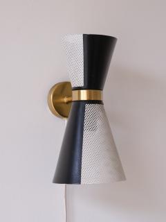  Falkenbergs Belysning Falkenbergs Belysning Pair of Black White Wall Lamps Rotating Shades 1960s - 3950879