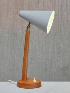  Falkenbergs Belysning Falkenbergs Belysning Table Desk Lamp in Oak Metal and Brass Sweden 1950s - 4312265