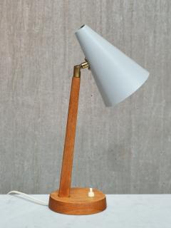  Falkenbergs Belysning Falkenbergs Belysning Table Desk Lamp in Oak Metal and Brass Sweden 1950s - 4312270