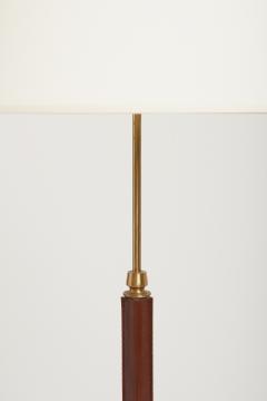  Falkenbergs Belysning Mid Century Faux Brown Leather and Brass Floor Lamp by Falkenbergs Belysning - 2810224