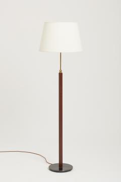  Falkenbergs Belysning Mid Century Faux Brown Leather and Brass Floor Lamp by Falkenbergs Belysning - 2810226