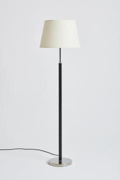  Falkenbergs Belysning Mid Century Nickel and Black Leather Floor Lamp - 2115589