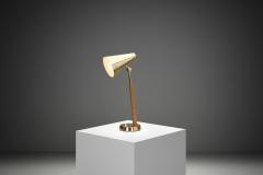  Falkenbergs Belysning Model 6408 Brass and Oak Table Lamp by Falkenbergs Sweden 1950s - 4391469