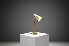  Falkenbergs Belysning Model 6408 Brass and Oak Table Lamp by Falkenbergs Sweden 1950s - 4391471