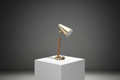  Falkenbergs Belysning Model 6408 Brass and Oak Table Lamp by Falkenbergs Sweden 1950s - 4400411