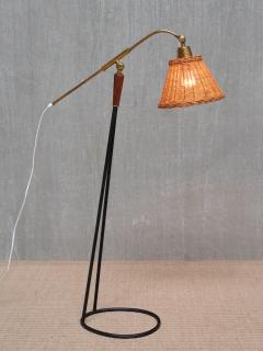  Falkenbergs Belysning Pair of Falkenbergs Belysning Floor Lamps Brass Rattan and Metal Sweden 1950s - 4400258