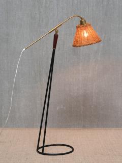 Falkenbergs Belysning Pair of Falkenbergs Belysning Floor Lamps Brass Rattan and Metal Sweden 1950s - 4400259