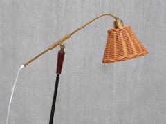  Falkenbergs Belysning Pair of Falkenbergs Belysning Floor Lamps Brass Rattan and Metal Sweden 1950s - 4400263