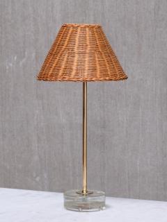  Falkenbergs Belysning Pair of Falkenbergs Belysning Table Lamps in Brass Glass and Rattan 1960s - 4699895
