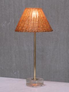  Falkenbergs Belysning Pair of Falkenbergs Belysning Table Lamps in Brass Glass and Rattan 1960s - 4699899